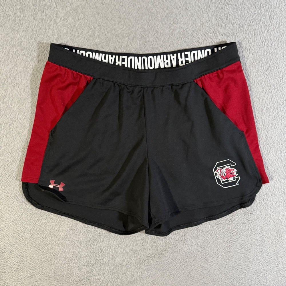 Under Armour Women's Gamecocks Shorts Black Red Athletic Activewear Size Large